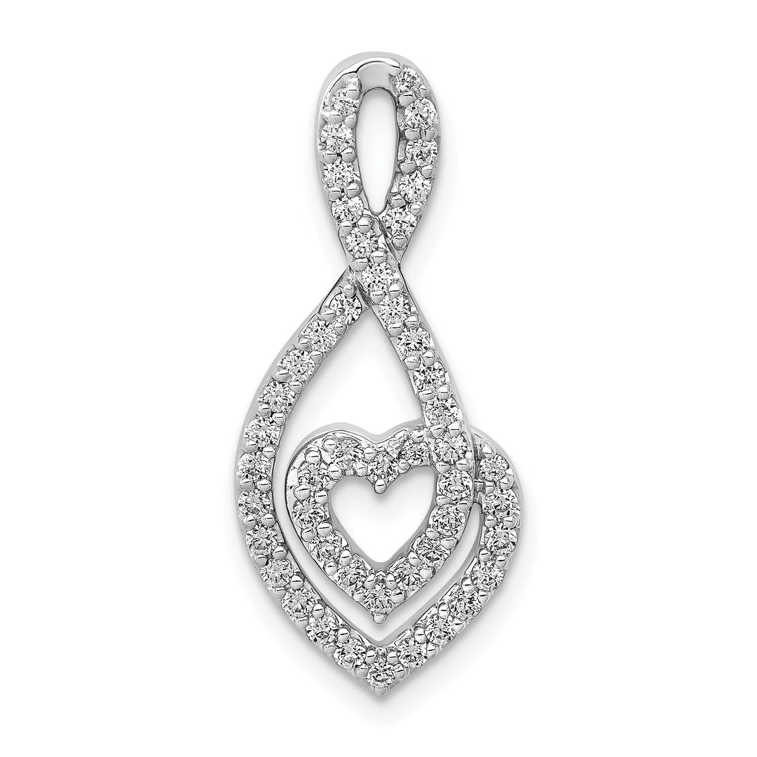 14k White Gold 0.464 CT Diamond Fancy Infinity and Heart Chain Slide Pendant