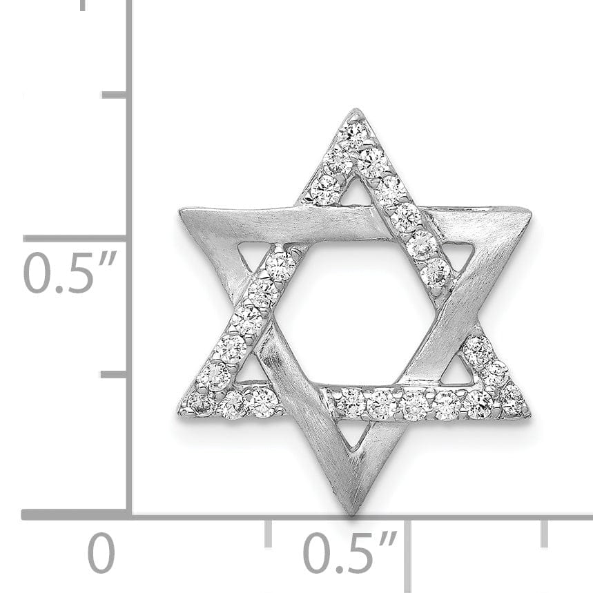 14k White Gold 1/4CT.Diamond Concave Star of David Chain Slide Pendant