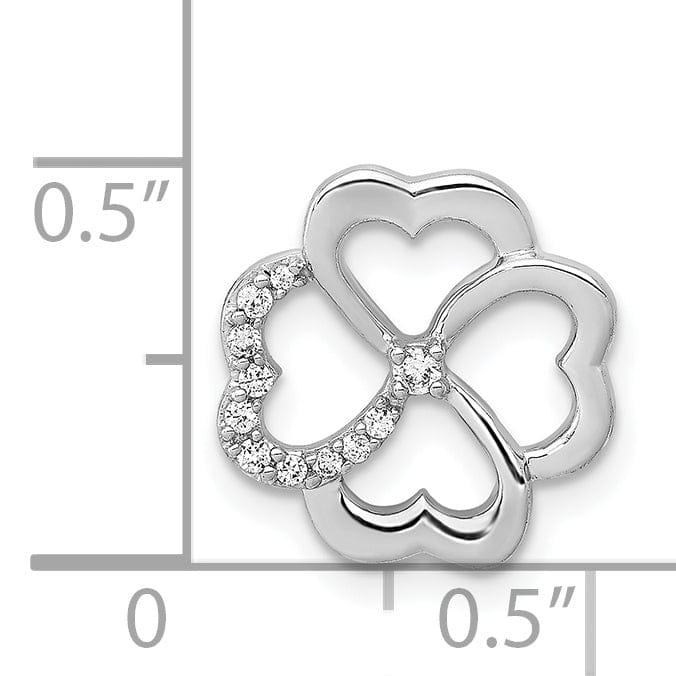14k White Gold Open Back Polished Finish 0.65CT Diamond Four Leaf Clover Chain Slide Pendant will not fit Omega Chain