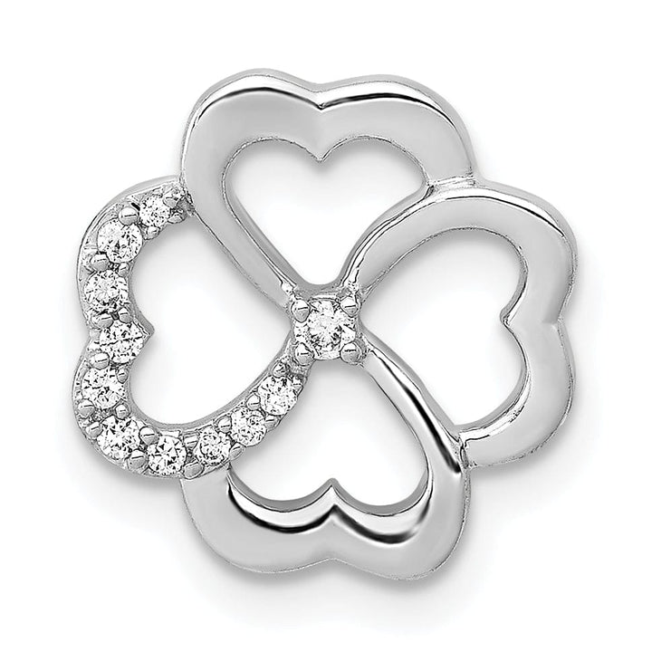 14k White Gold Open Back Polished Finish 0.65CT Diamond Four Leaf Clover Chain Slide Pendant will not fit Omega Chain
