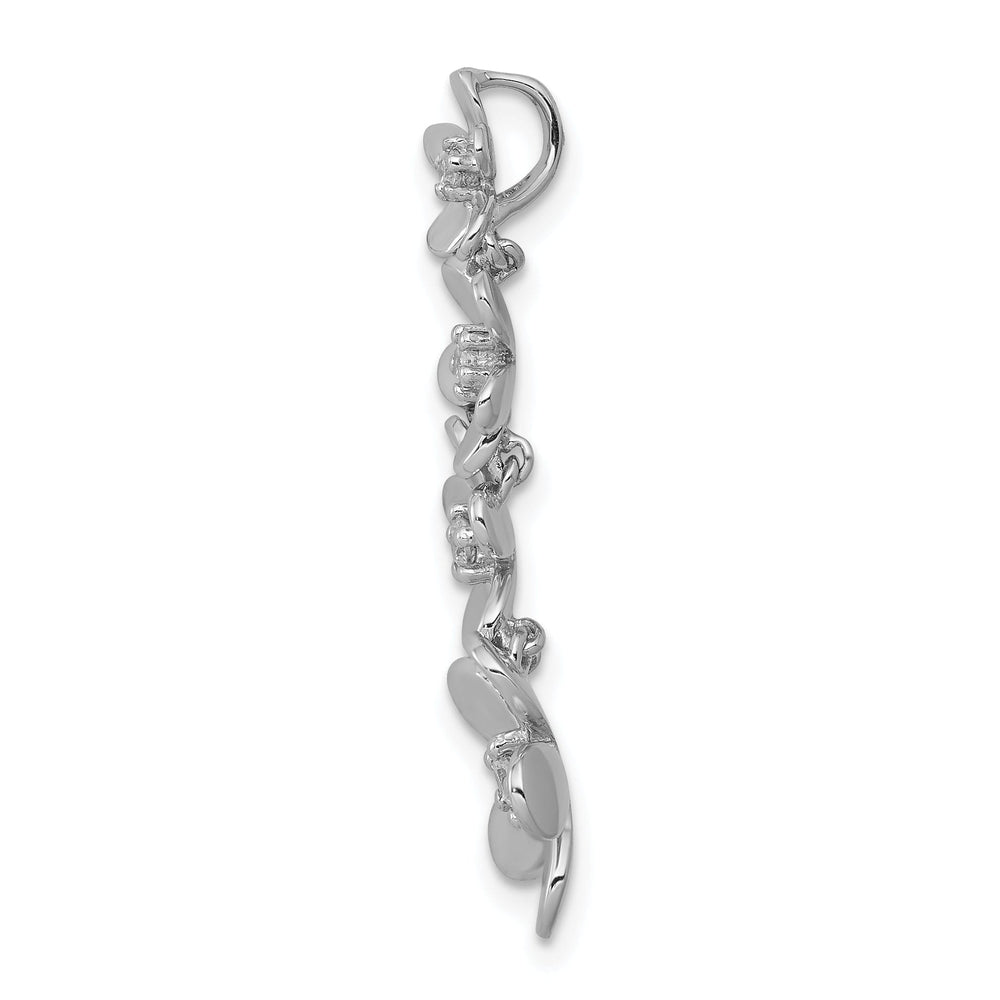 14k White Gold 1/8ct. Flat Back Solid Polished Finish Diamond Four Flower Chain Slide. Will Not Fit Omega.