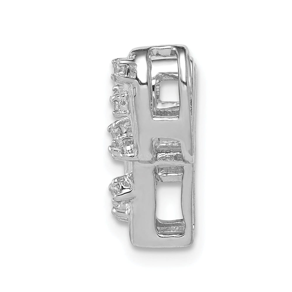 14k White Gold 1/10ct. Rhodium Plating Open Back Solid Polished Finish Diamond Cactus Charm Pendant. Will Not Fit Omega.