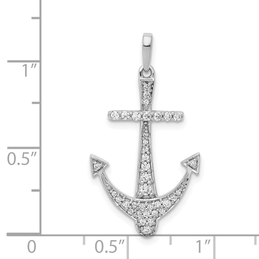 14k White Gold 1/4ct. Weight Diamond Anchor Charm Pendant