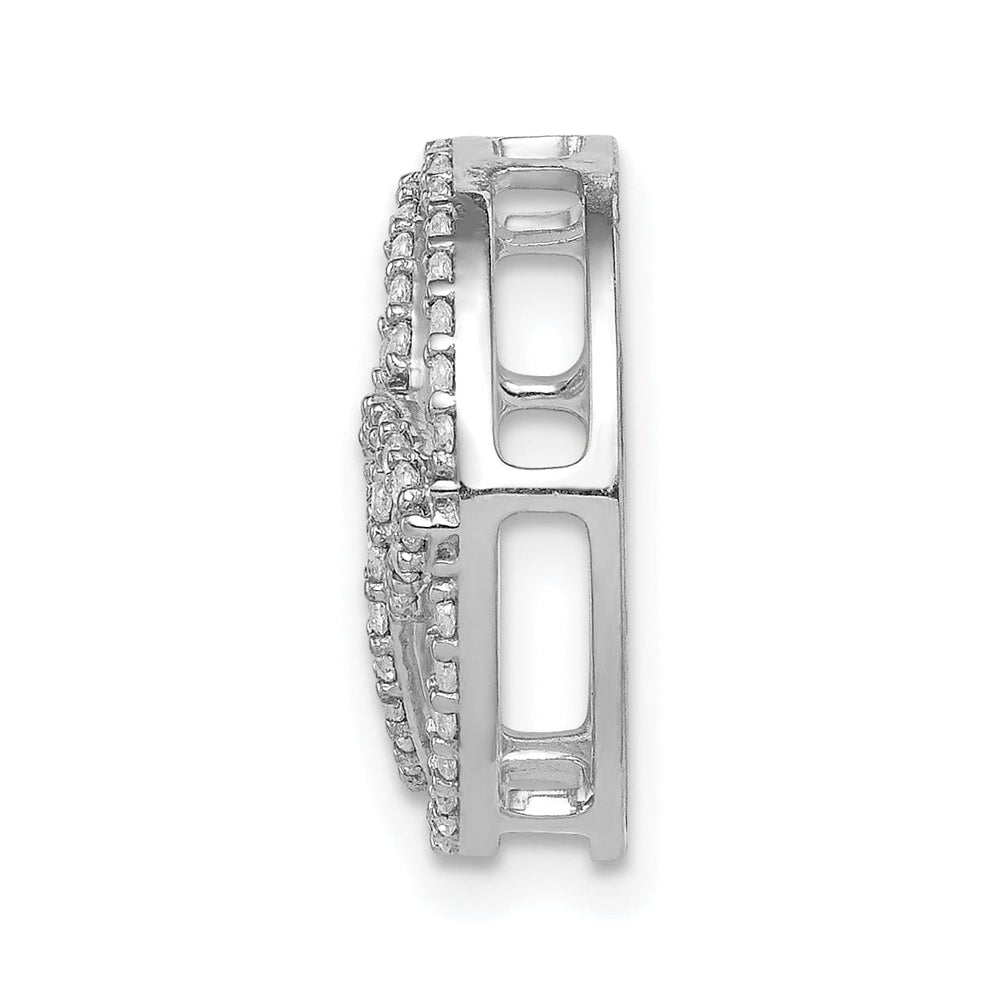 14k White Gold Open Back Polished Finish 0.321CT Diamond Celtic Circle Design Chain Slide. Will not fit Omega Chain