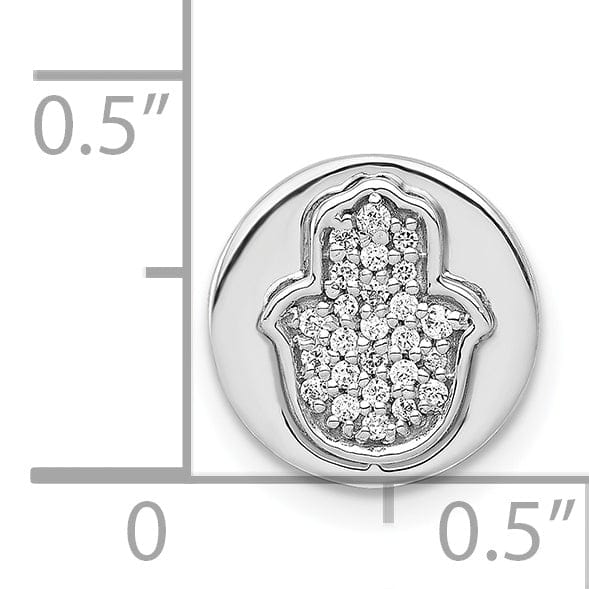14k White Gold 1/10-CT Diamond Concave Hamsa Chain Slide Pendant