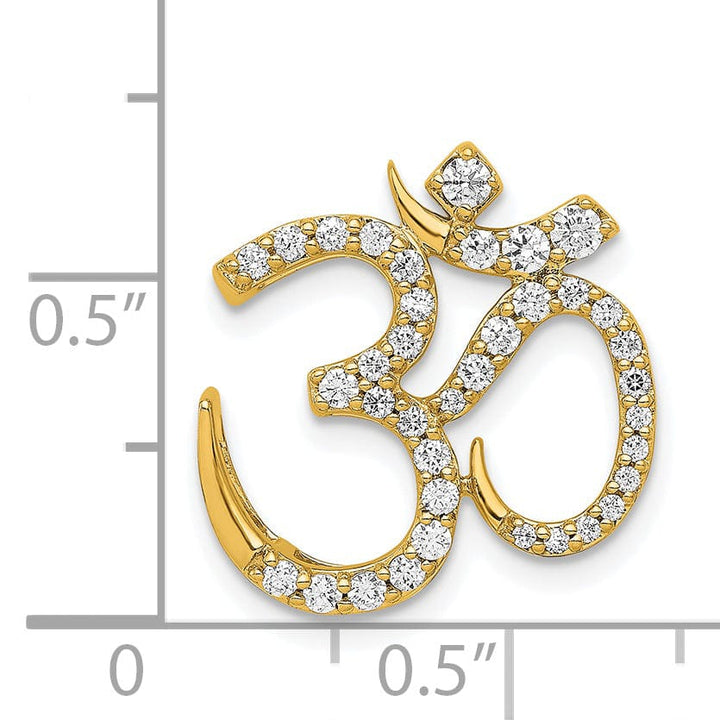14k Yellow Gold Open Back Polished Finish 0.423-CT Diamond Om Symbol Design Chain Slide Pendant will not fit Omega Chain