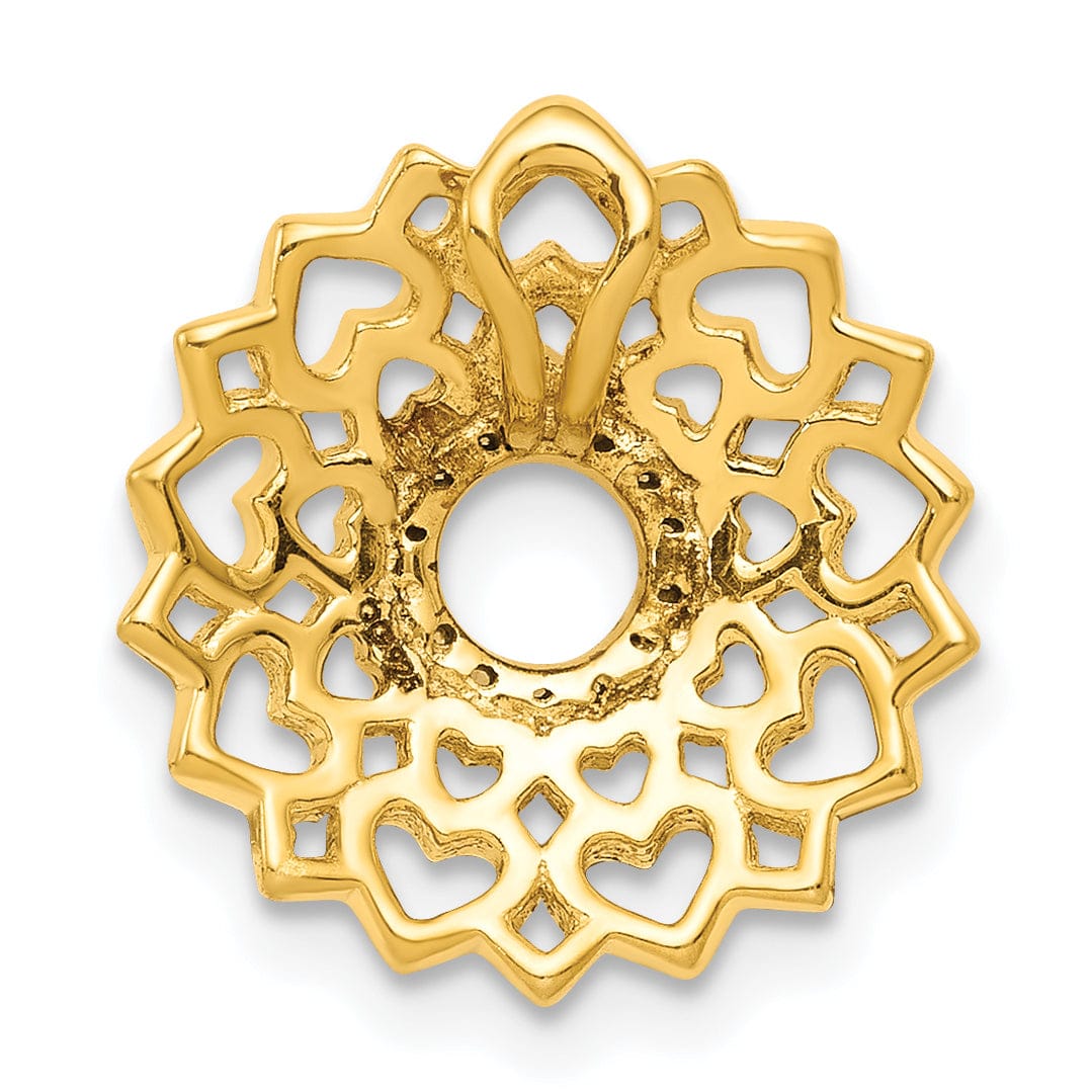 14k Yellow Gold Open Back Polished Finish 0.042-CT Diamond Sahasrara Crown Chakra Chain Slide Pendant Will Not fit Omega Chain