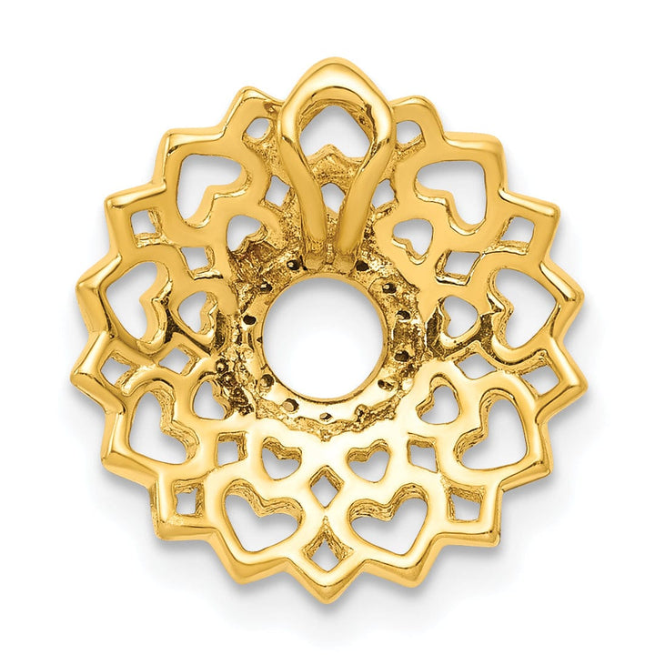14k Yellow Gold Open Back Polished Finish 0.042-CT Diamond Sahasrara Crown Chakra Chain Slide Pendant Will Not fit Omega Chain