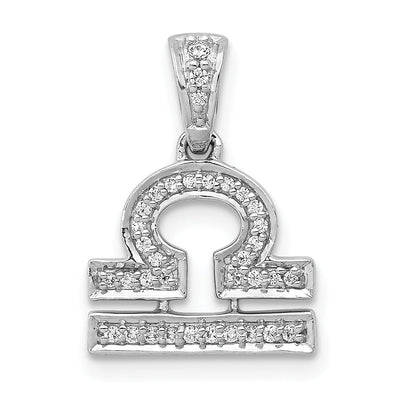 14k White Gold Polished Finish with Diamonds Libra Zodiac Charm Pendant