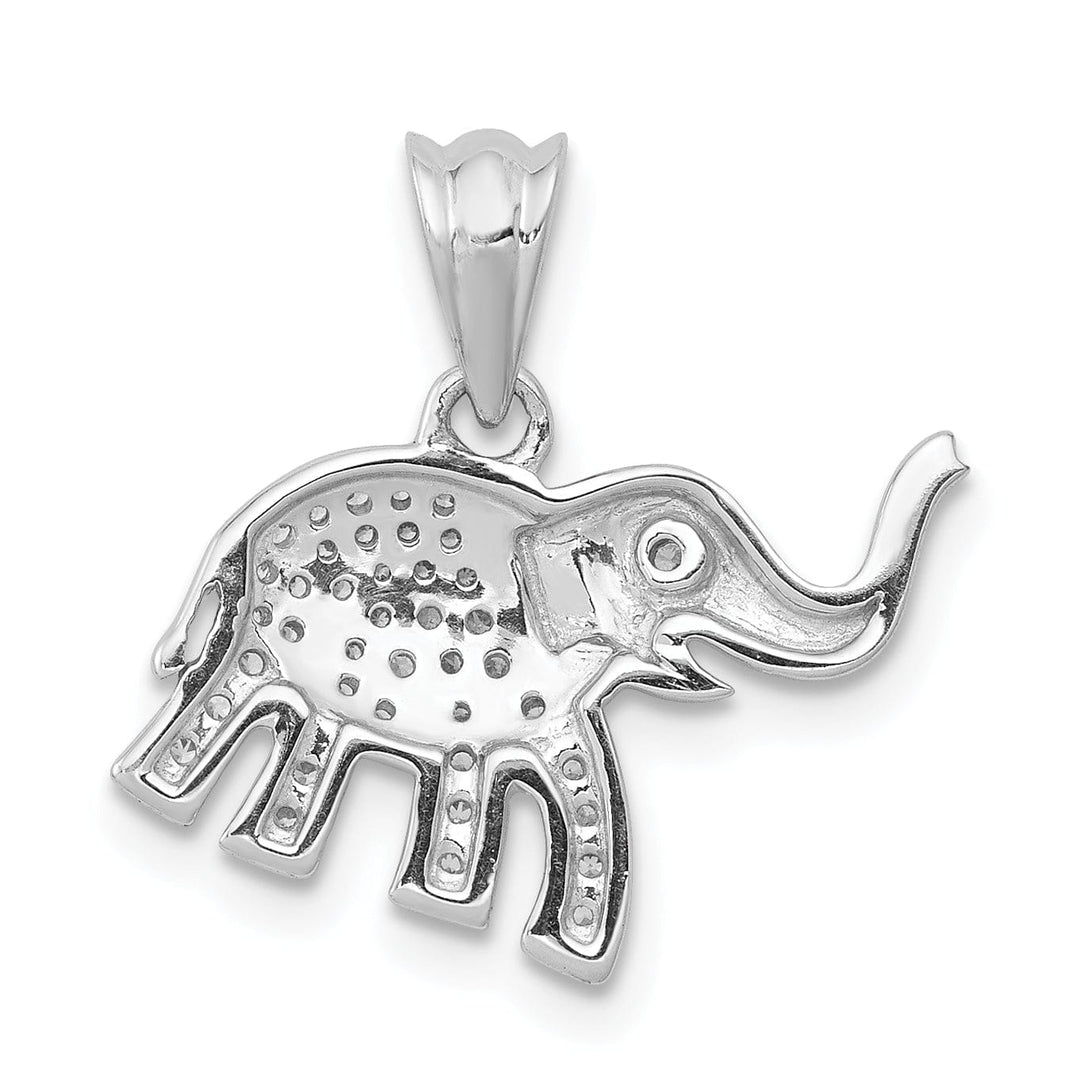 14k White Gold Polished Finish 0.173CT Diamond Elephant Design Charm Pendant