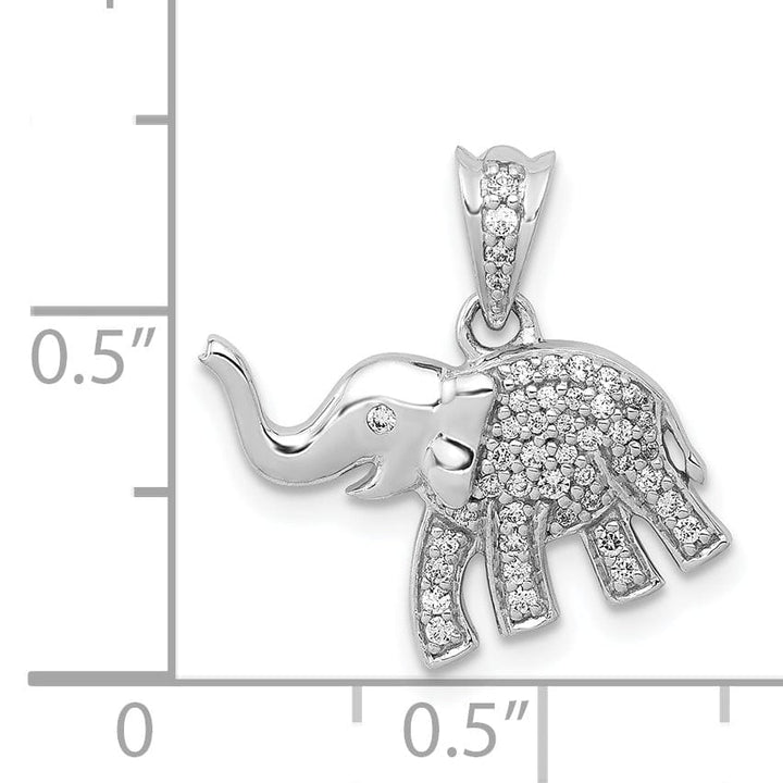 14k White Gold Polished Finish 0.173CT Diamond Elephant Design Charm Pendant