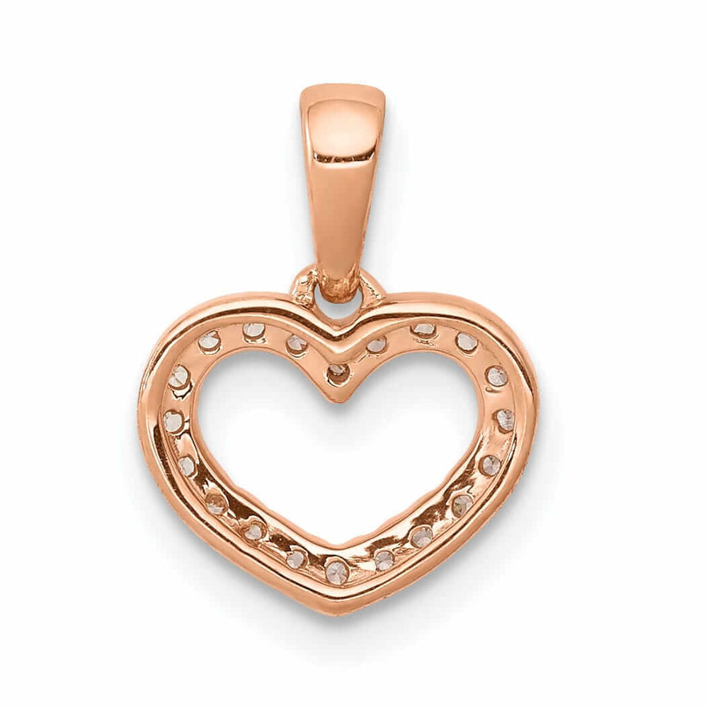 14k Rose Gold Open Back Polished Finish 03ct Diamond Heart Design Charm Pendant