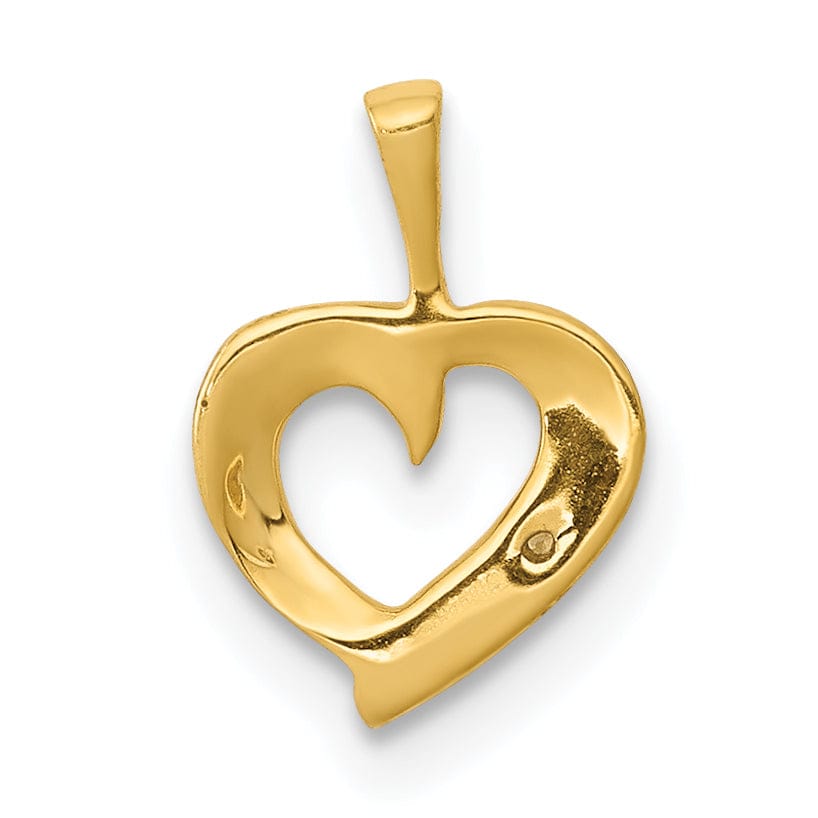 14k Yellow Gold, White Rhodium Polished Finish Flat Back 01ct Diamond Heart Design Charm Pendant