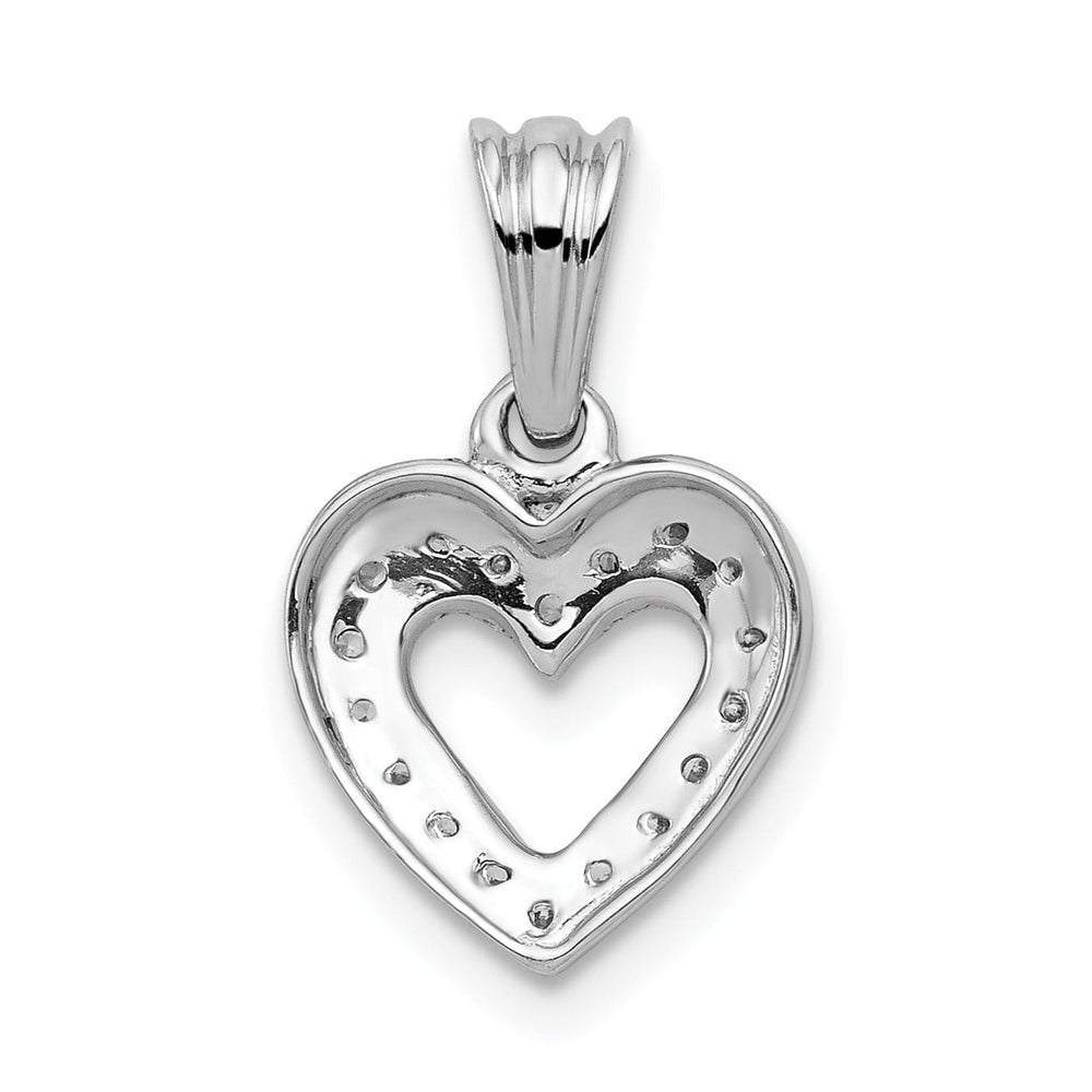 14k White Gold Polished Finish Open Back 1/10-CT Diamond Heart Design Charm Pendant