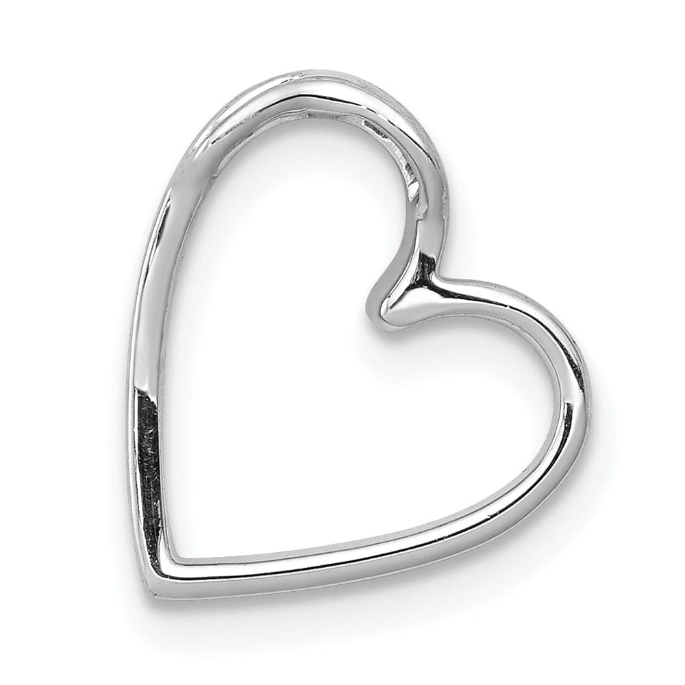 14k White Gold Polished Finish Closed Back 1/10-CT Diamond Vintage Heart Fancy Design Chain Slide Pendant will not fit Omega Chain