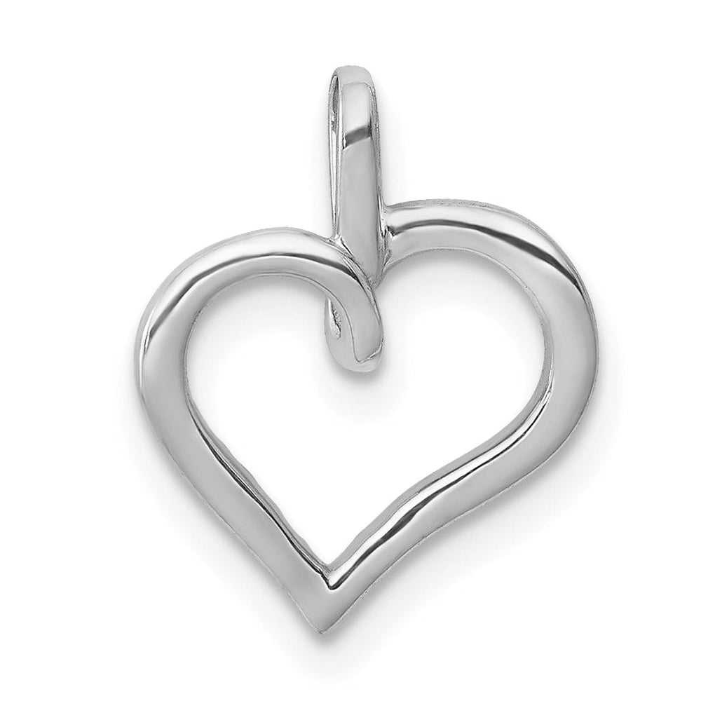 14k White Gold Polished Finish Close Back 1/20 CT Diamond Modern Swirl Heart Design Charm Pendant