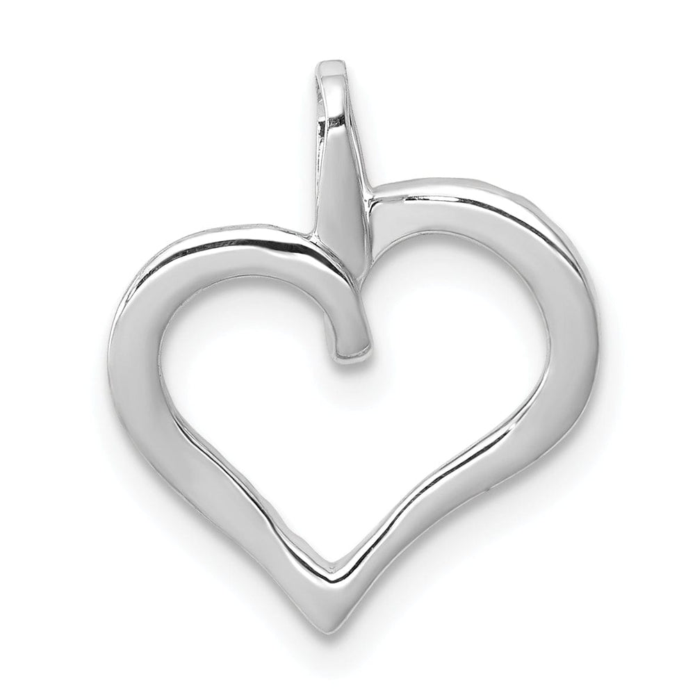 14k White Gold Polished Finish Closed Back 1/15-CT Diamond Model Sleek Heart Design Charm Pendant