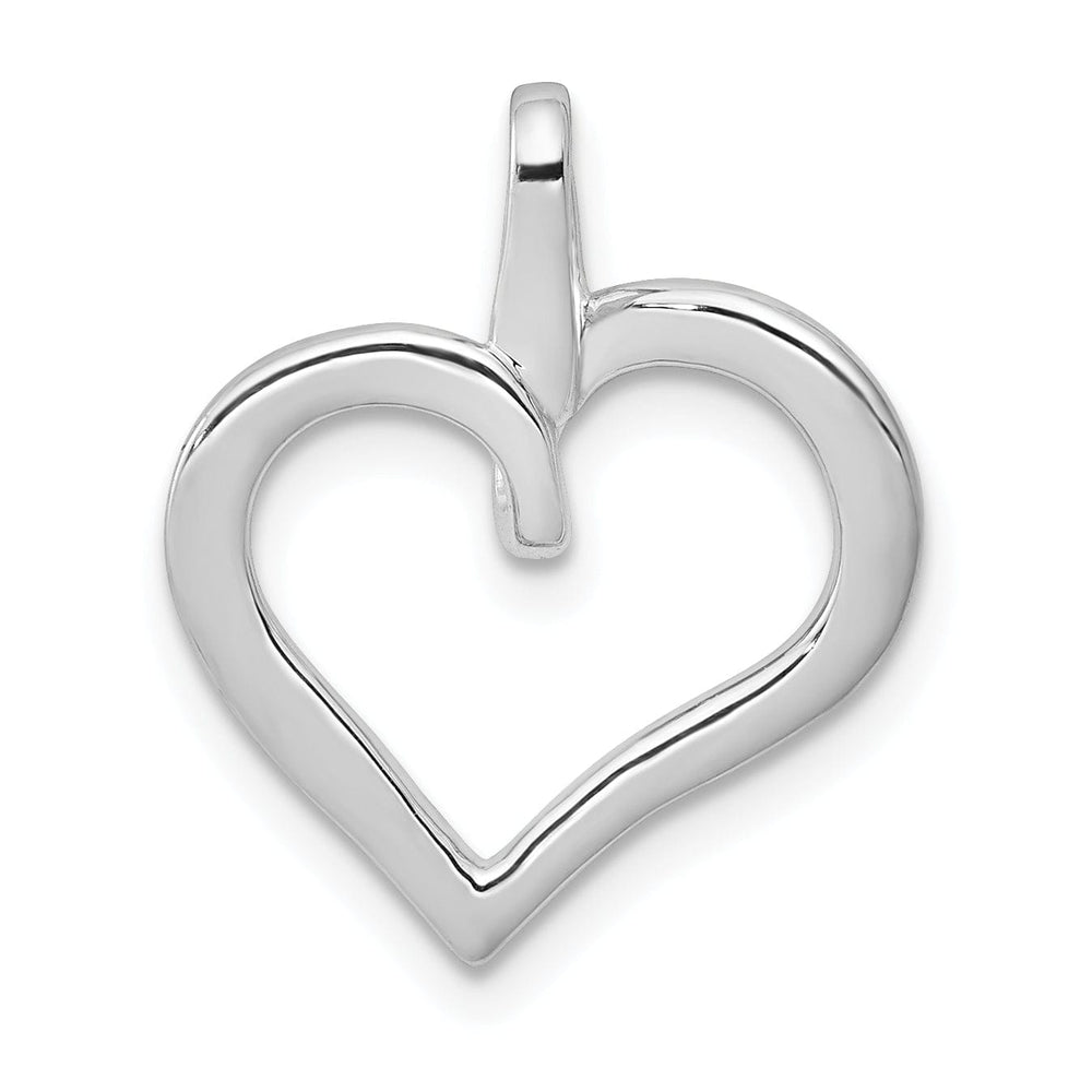 14k White Gold Polished Finish Closed Back 1/10-CT Diamond Heart Design Charm Pendant
