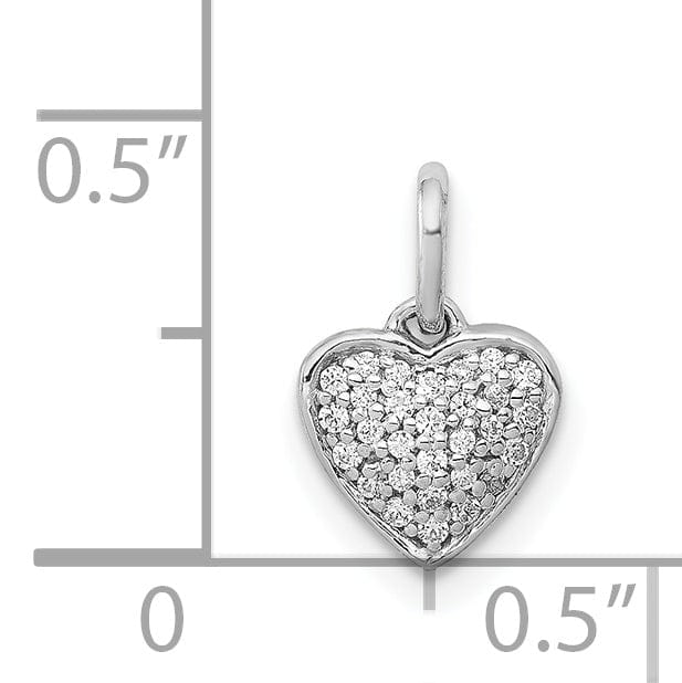 14k White Gold Open Back Polished Finish 0.101-CT Diamond Heart Shape Design Charm Pendant