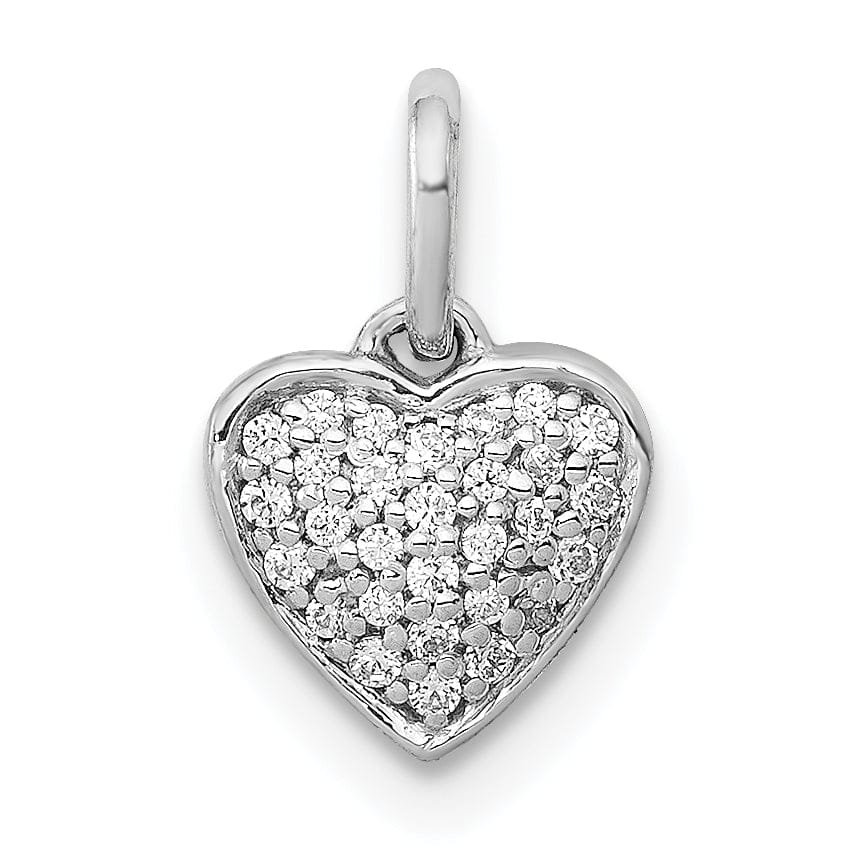 14k White Gold Open Back Polished Finish 0.101-CT Diamond Heart Shape Design Charm Pendant