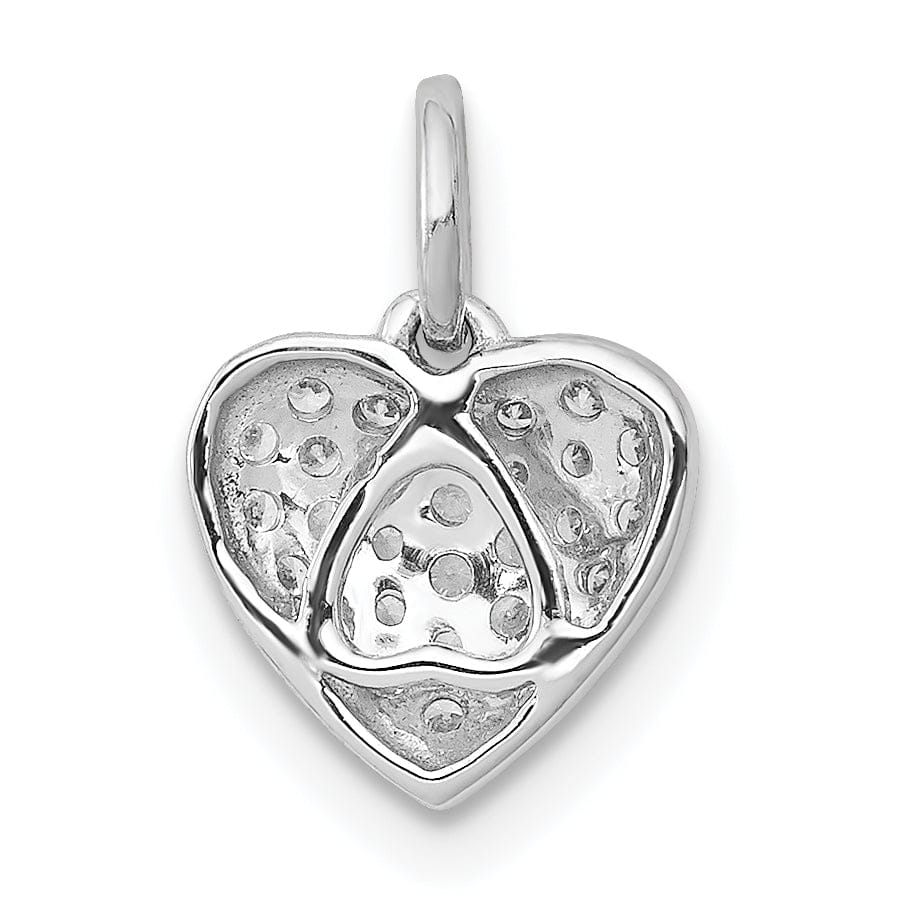 14k White Gold Polished Finish Open Back Polished Finish 0.184-CT Diamond Heart Charm Design Pendant