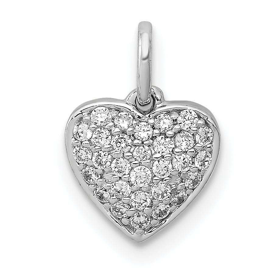 14k White Gold Polished Finish Open Back Polished Finish 0.184-CT Diamond Heart Charm Design Pendant