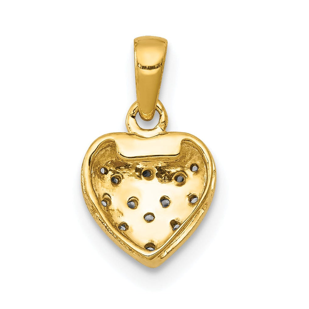 14k Yellow Gold, White Rhodium Open Back Polished Finish 0.048-CT Diamond Heart Shape Design Charm Pendant