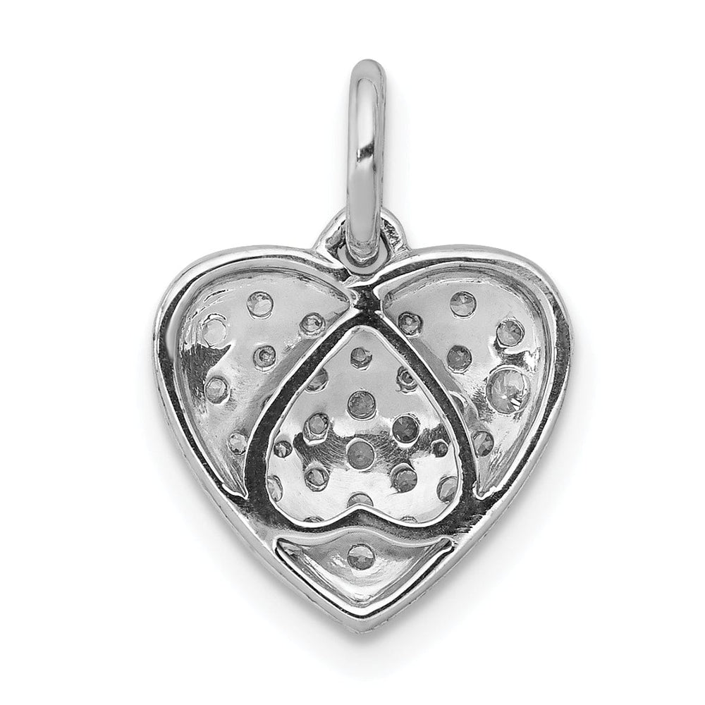 14k White Gold Open Back Polished Finish 0.376-CT Diamond Heart Shape Design Charm Pendant