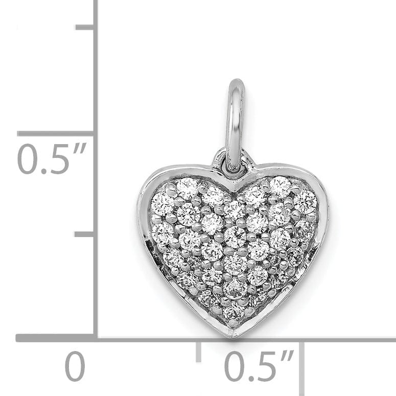14k White Gold Open Back Polished Finish 0.376-CT Diamond Heart Shape Design Charm Pendant