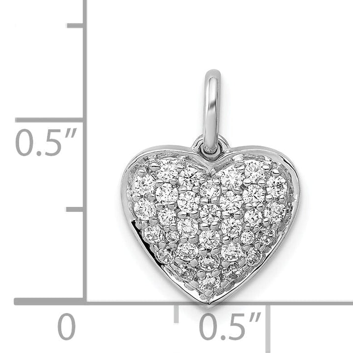 14k White Gold Polished Finish Open Back Polished Finish 0.495-CT Diamond Heart Charm Design Pendant