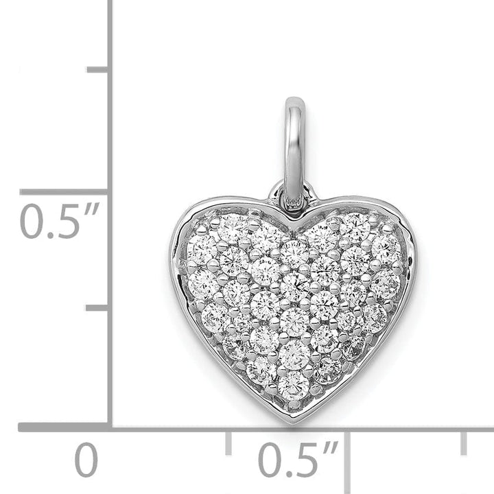 14k White Gold Open Back Polished Finish 0.612-CT Diamond Heart Shape Design Charm Pendant