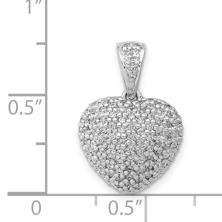 14k White Gold Open Back Polished Finish 0.433-CT Diamond Heart Shape Design Charm Pendant