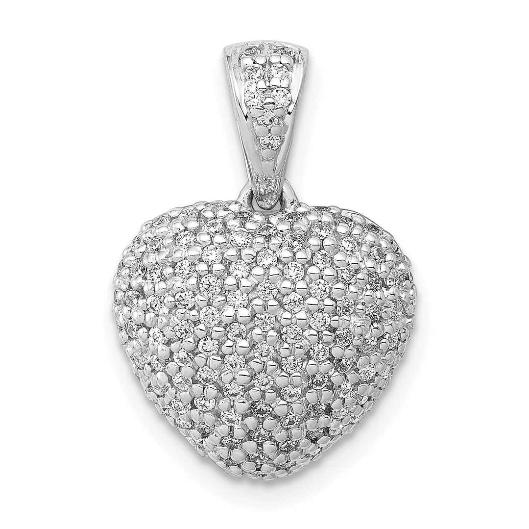 14k White Gold Open Back Polished Finish 0.433-CT Diamond Heart Shape Design Charm Pendant