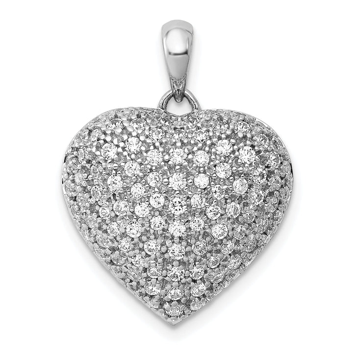 14k White Gold Open Back Polished Finish 1-CT Diamond Fancy Heart Shape Design Charm Pendant