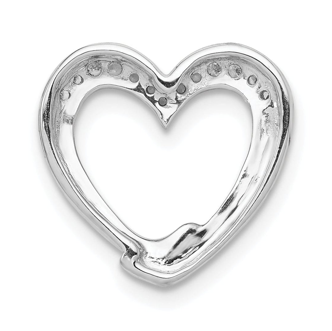 14k White Gold Open Back Polished Finish 1/15-CT Diamond Heart Chain Slide Pendant will not fit Omega Chain