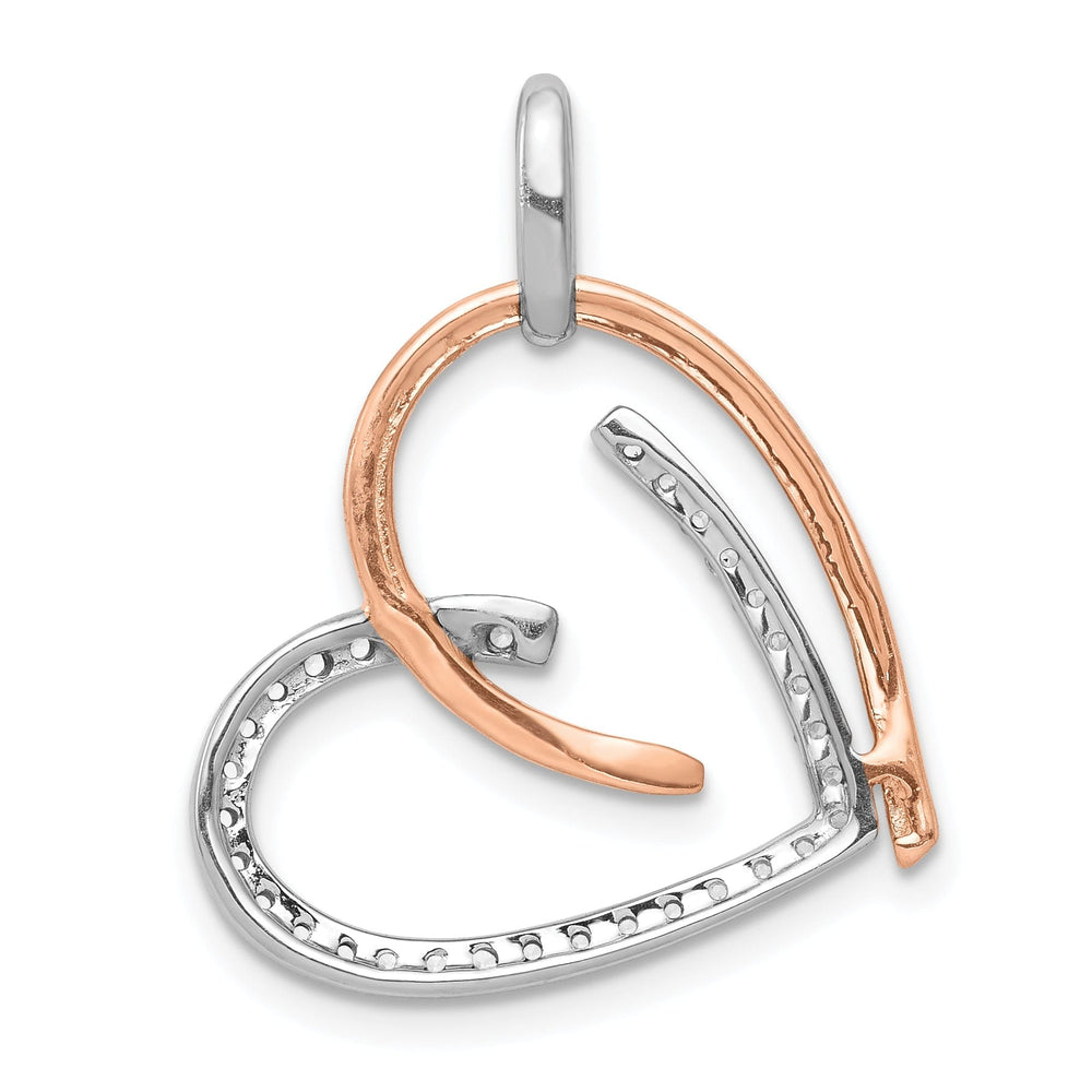 14k White, Rose Gold Polished Finish Open Back 1/4-CT Diamond Fancy Modern Style Heart Shape Design Charm Pendant