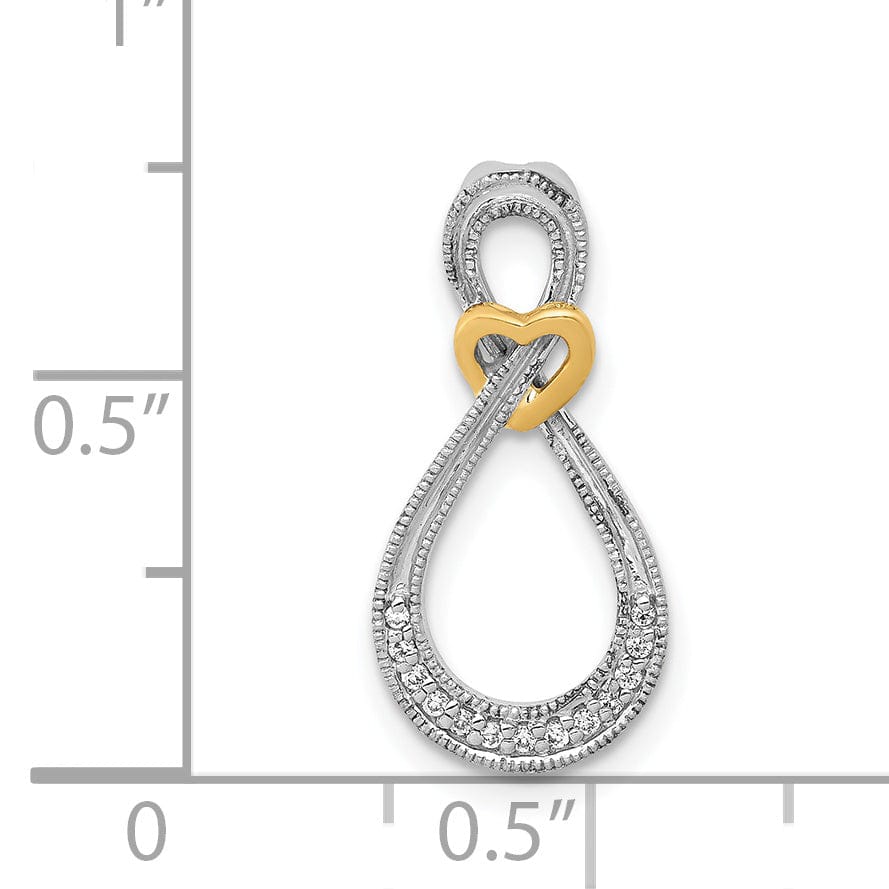 14k White Yellow Gold 0.05-CT Diamond Infinity in Heart Design Chain Slide