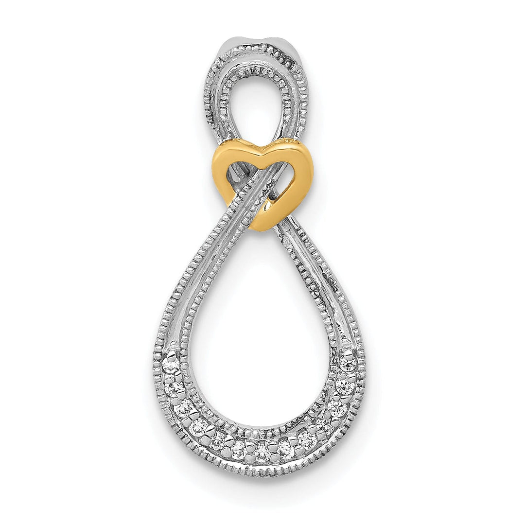 14k White Yellow Gold 0.05-CT Diamond Infinity in Heart Design Chain Slide