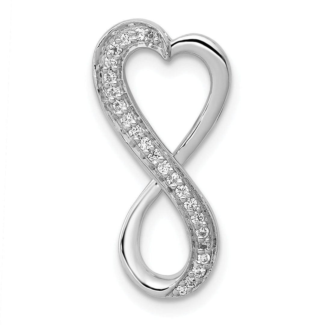 14k White Gold 0.103-CT Diamond Freeform Heart Infinity Chain Slide Pendant
