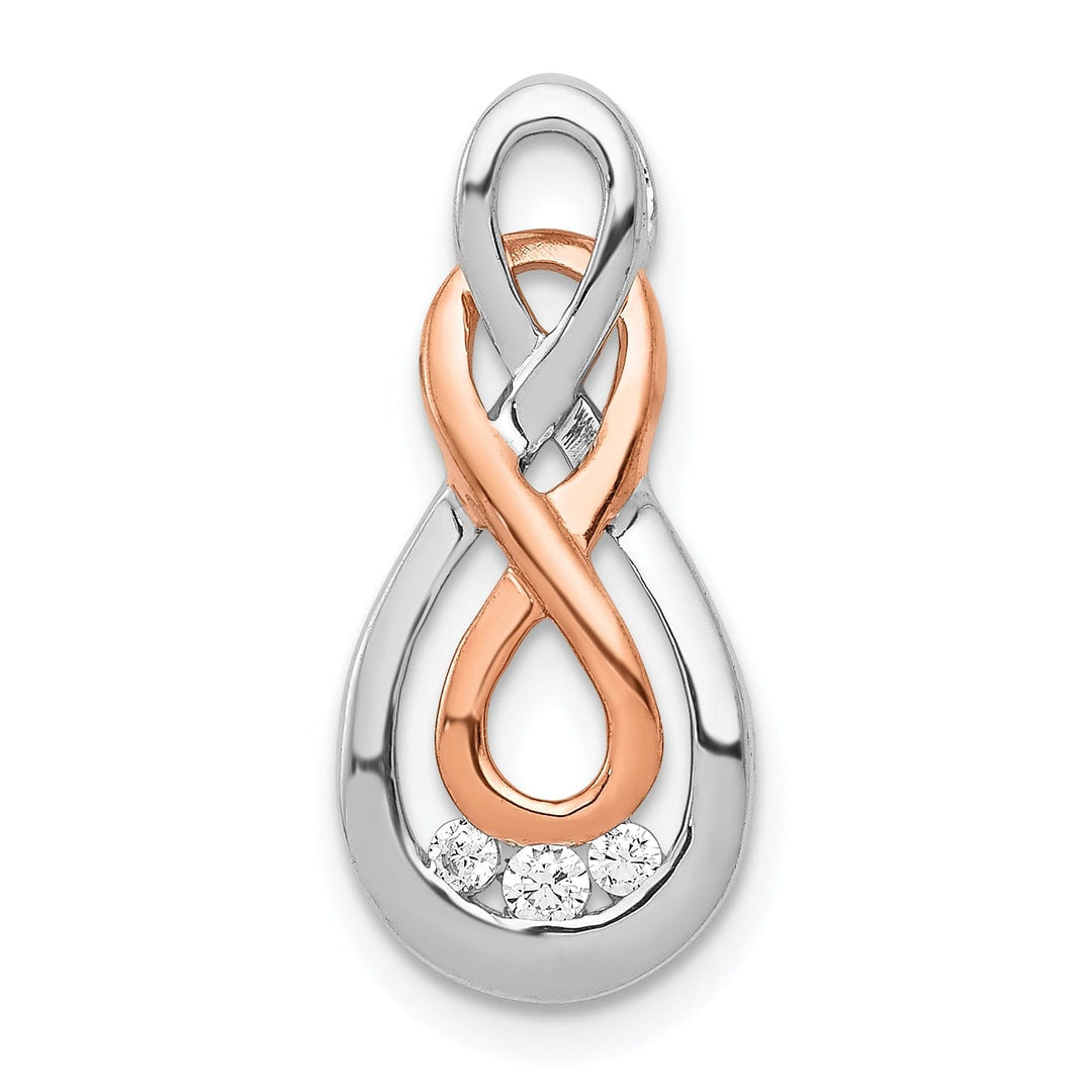 14k White and Rose Gold 0.07-CT Diamond Double Infinity Chain Slide Pendant