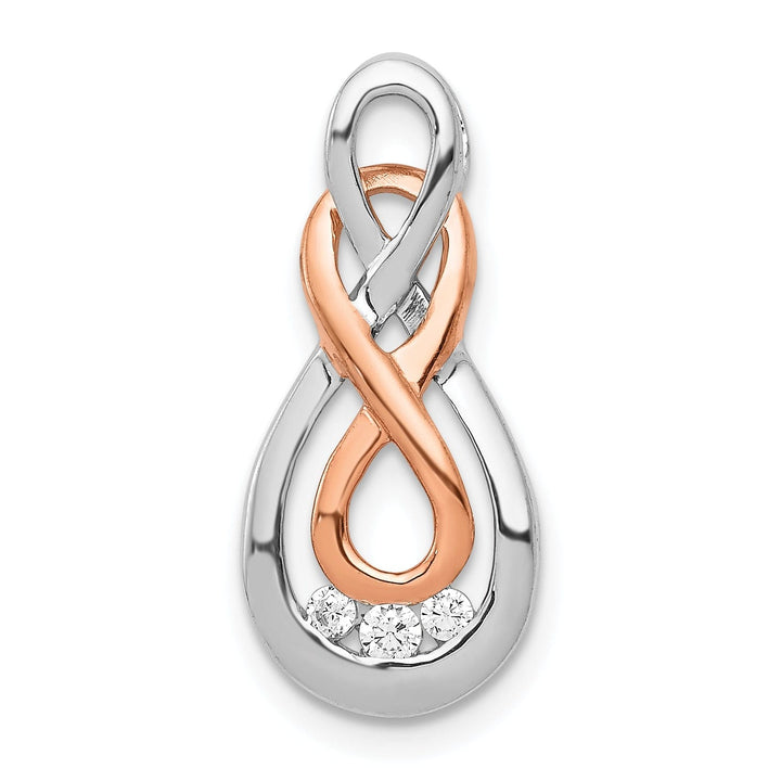 14k White and Rose Gold 0.07-CT Diamond Double Infinity Chain Slide Pendant