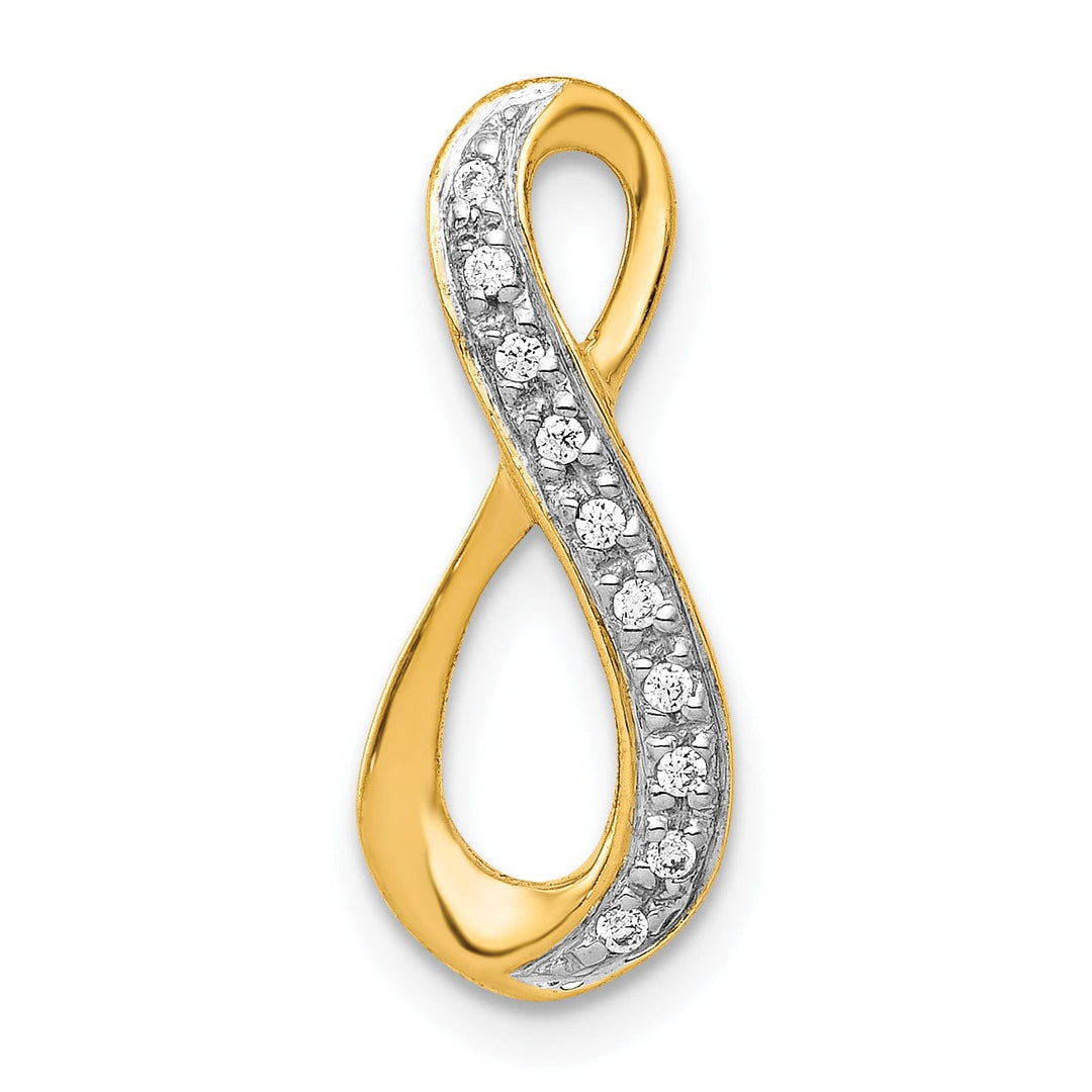 14k Yellow Gold Rhodium 0.05-CT Diamond Infinity Design Chain Slide