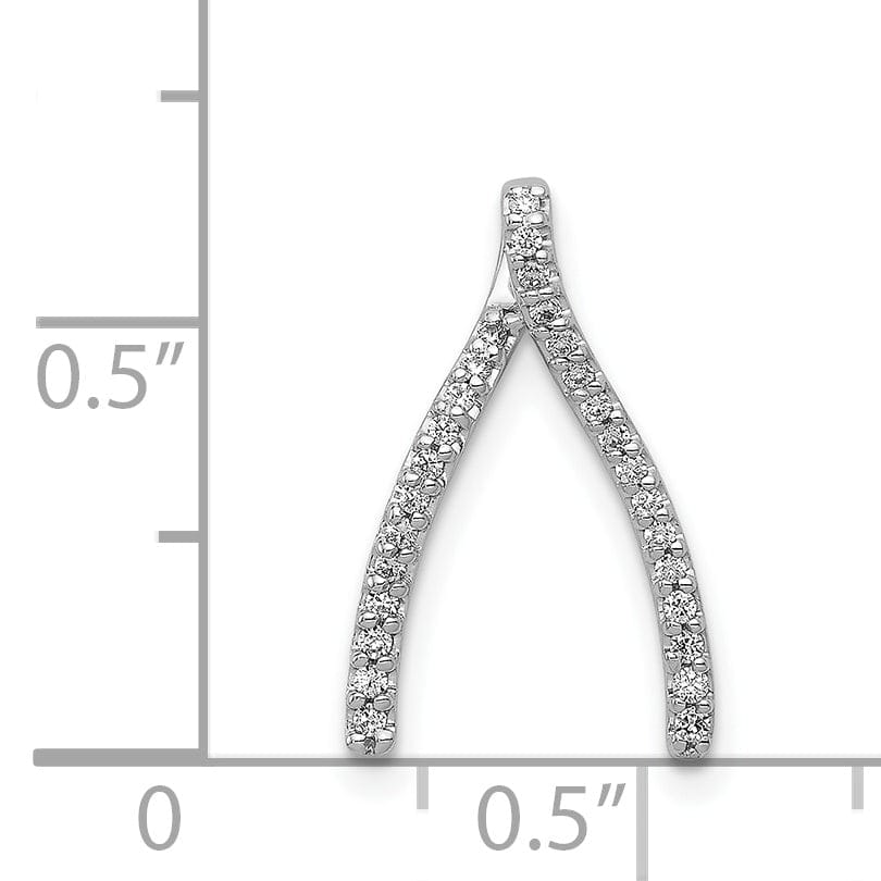 14k White Gold Polished Finish 0.12CT Diamond Wishbone Design Chain Slide Pendant will not fit Omega Chain
