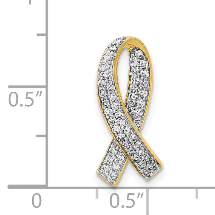 14k Yellow Gold Open Back Polished Finish Awareness Ribbon 0.3-ct Diamond Slide Pendant will not fit Omega Chain
