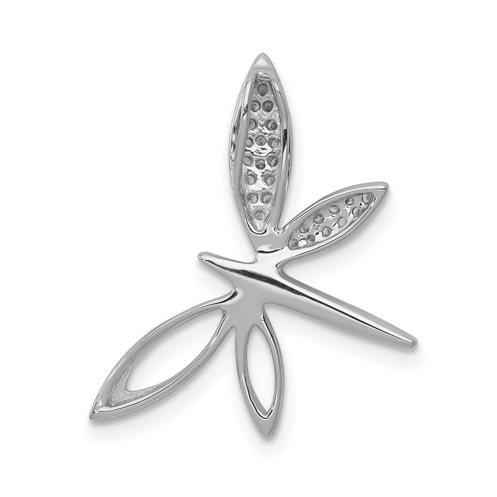 14k White Gold Open Back Polished Finish 0.1CT Diamond Dragonfly Design Chain Slide Pendant will not fit Omega Chain