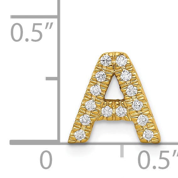 14K Yellow Gold Diamond 0.12-CT Letter A Initial Charm Pendant