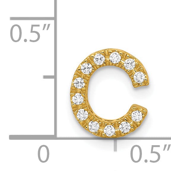 14K Yellow Gold Diamond 0.12-CT Letter C Initial Charm Pendant