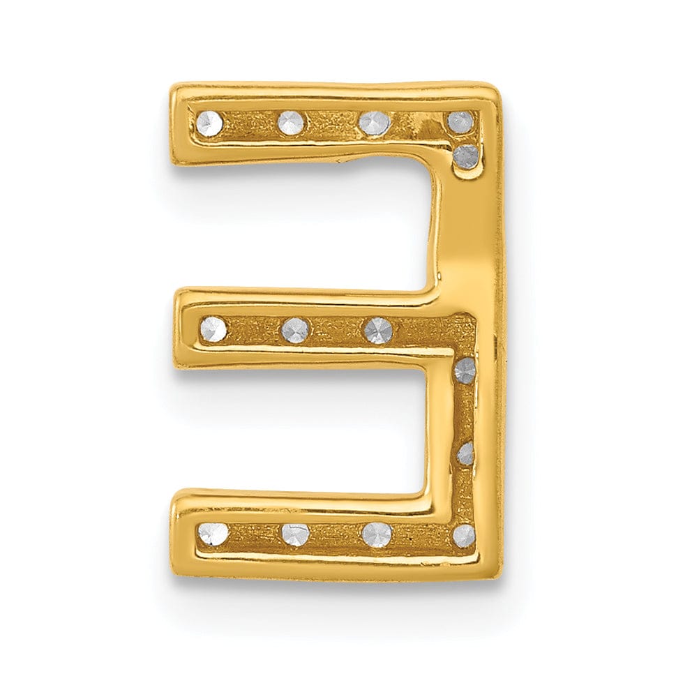 14K Yellow Gold Diamond 0.15-CT Letter E Initial Charm Pendant