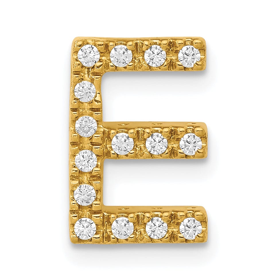 14K Yellow Gold Diamond 0.15-CT Letter E Initial Charm Pendant