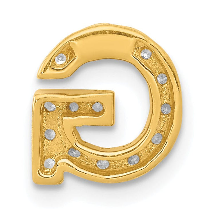 14K Yellow Gold Diamond 0.15-CT Letter G Initial Charm Pendant